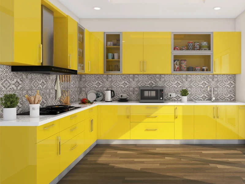 Yellow modular kitchen