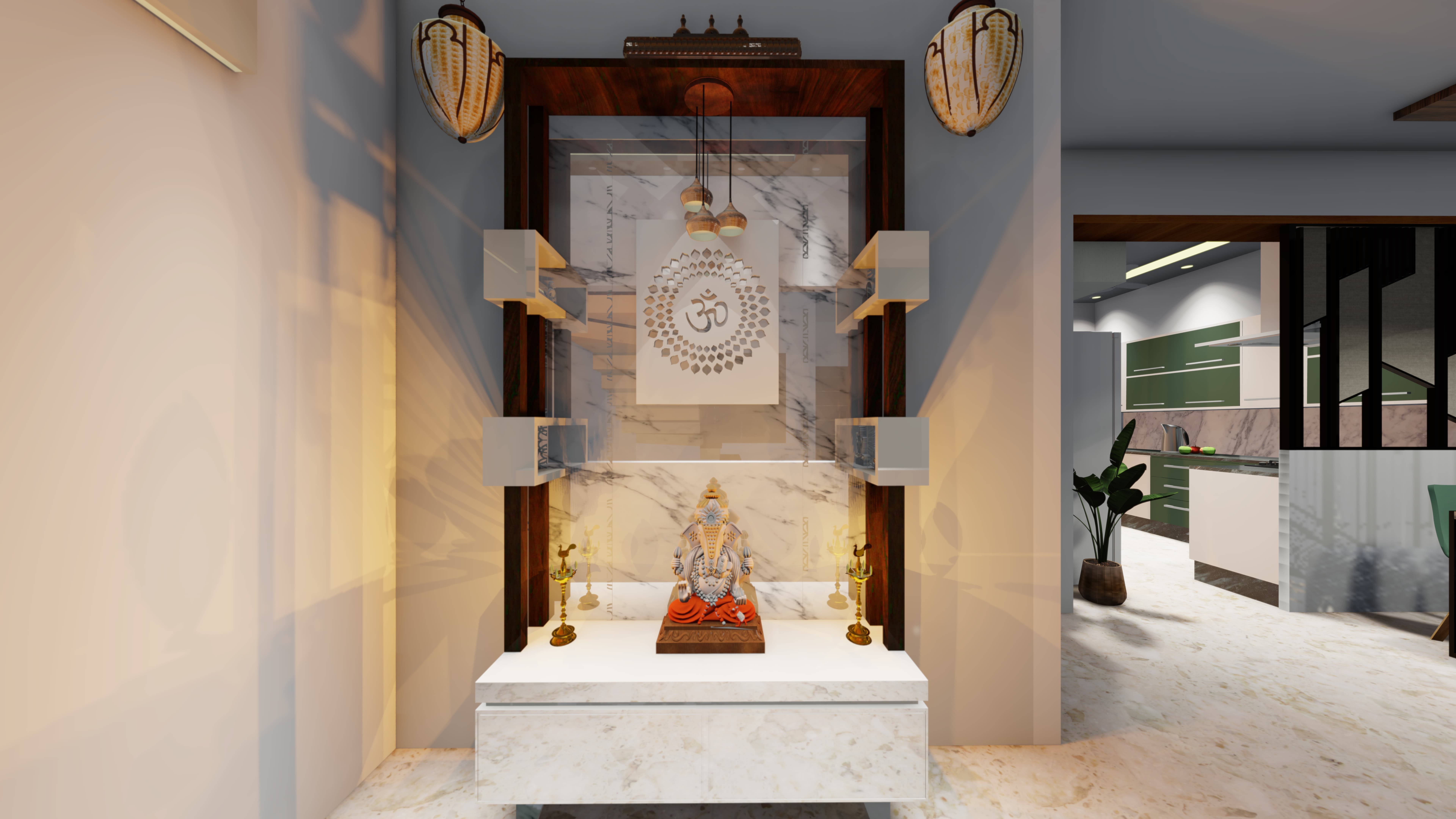 Modern pooja unit interiors